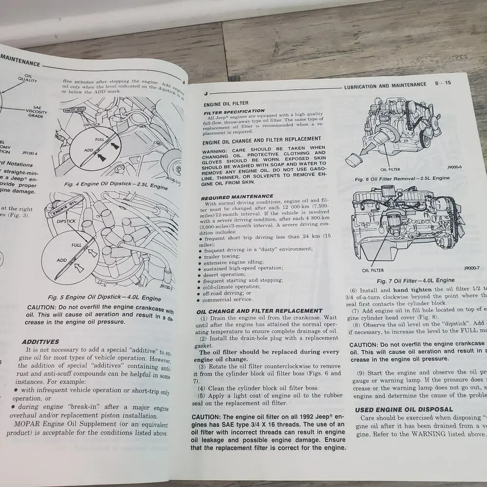 OEM 1993 Jeep Cherokee Wrangler 93 YJ Service Manual Chrysler Used 81-370-3145